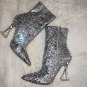 Steve Madden rhinestone silver booties
